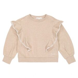 CHLOE GIRLS Cotton Ruffle Sweatshirt Size 4 beige/white